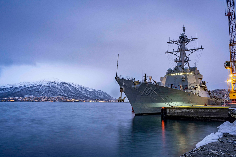 USS Gridley Moored Pierside in Tromso