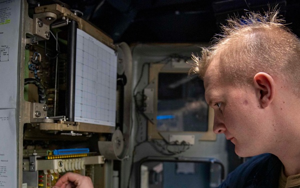 USS Normandy Sailor Conducts Annual Fathometer Maintenance