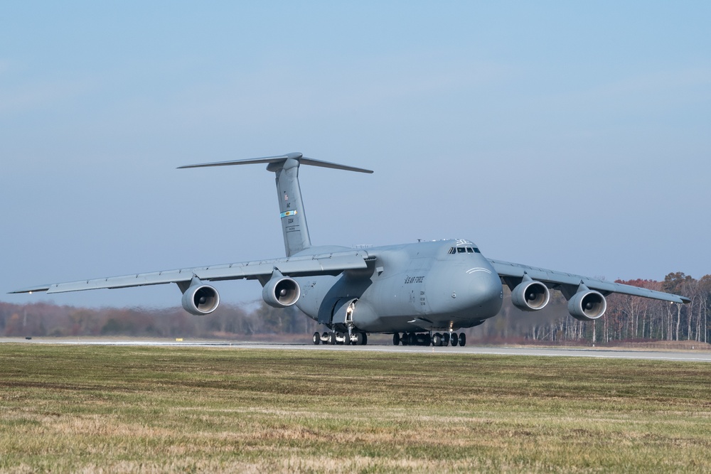 C-5M Super Galaxy takes off from Dover AFB