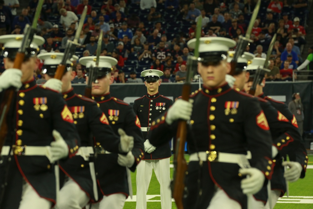 The Silent Drill Platoon performs during Houston Texans vs. Indianapolis Colts halftime show