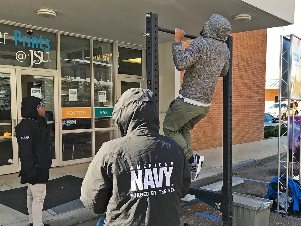The Navy “Nimitz” Virtural Reality Experience tour visits Jackson State University.