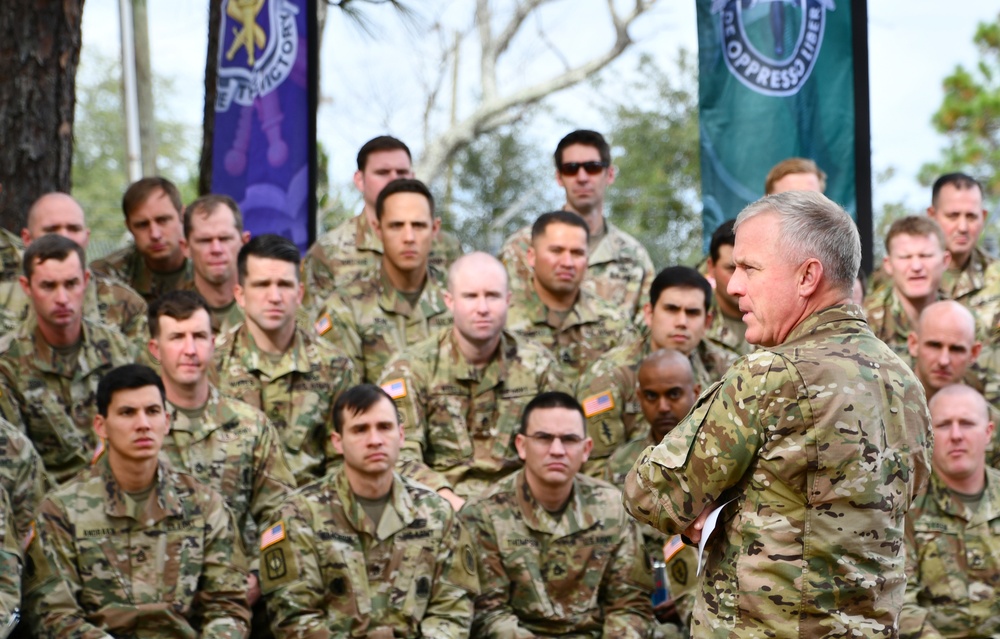 USASOC Commander addresses members of the SORB