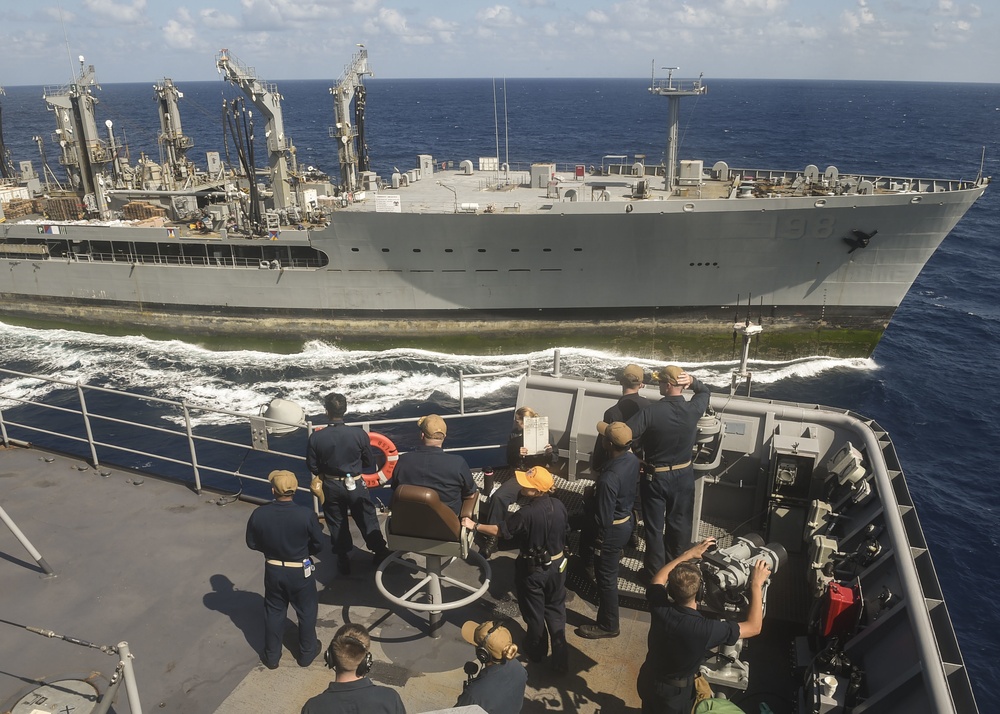 USS Germantown (LSD 42) participates in a RAS