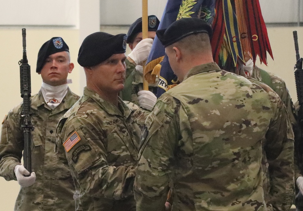 Command Sgt. Maj. Stephen Siglock accepts responsibility over new battalion