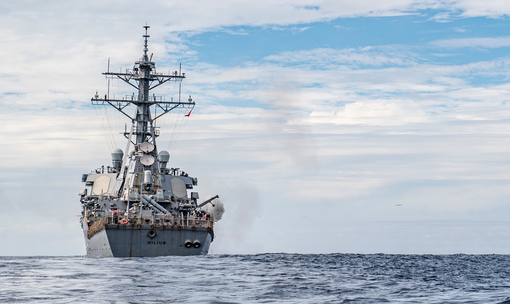 Sailors Aboard USS Milius (DDG 69) Conduct RHIB Operations During Live-Fire Gunnery Exercise