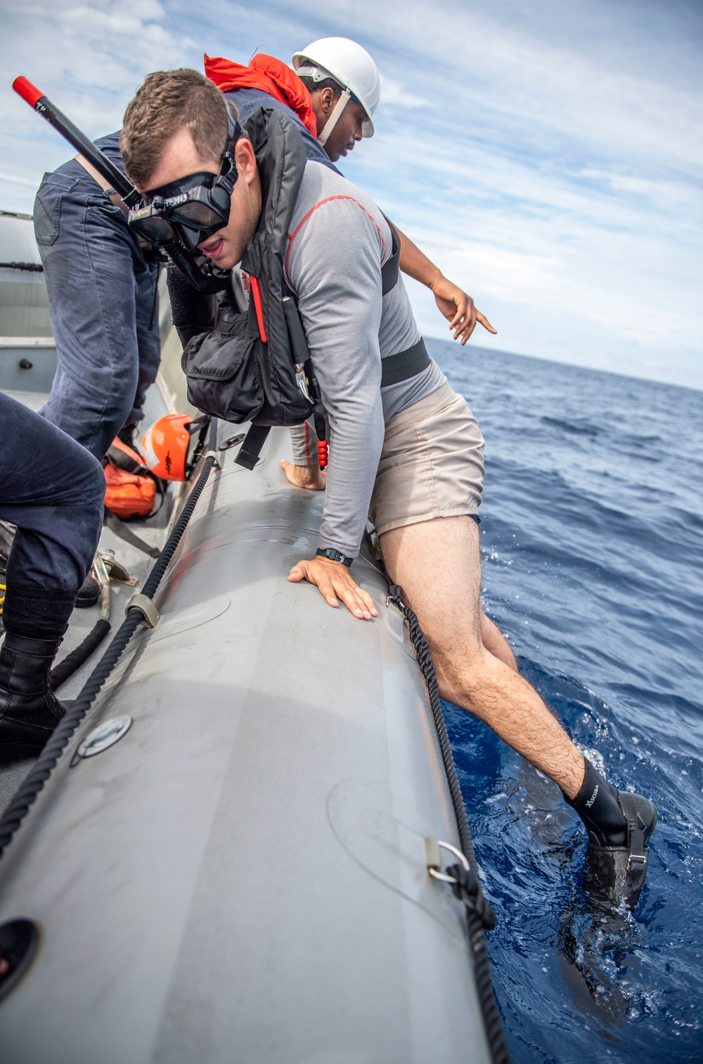Sailors Assigned to USS Milius (DDG 69) Conduct Man-Overboard Training from RHIB
