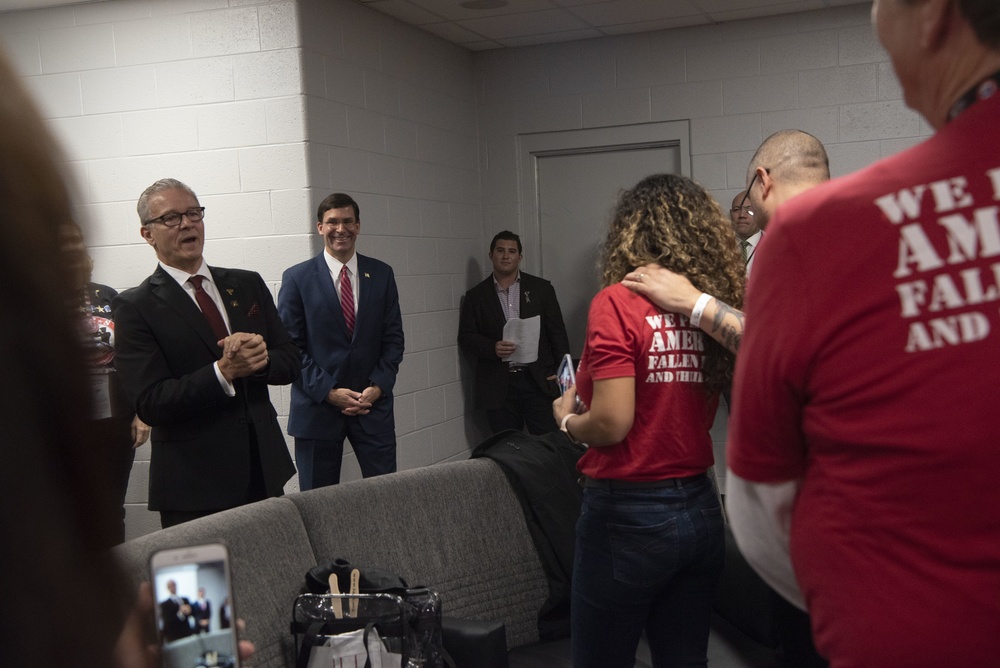 Esper Meets With Gold Star Families at Salute to Service NFL Game