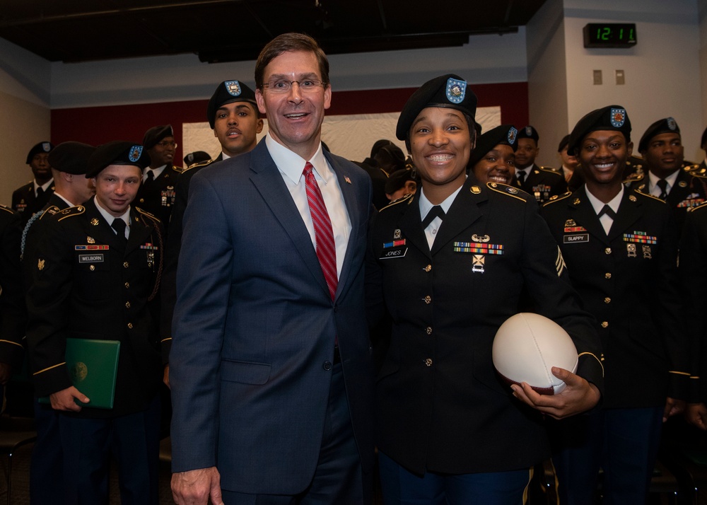 Esper Meets With Soldiers Reenlisting at Salute to Service NFL Game