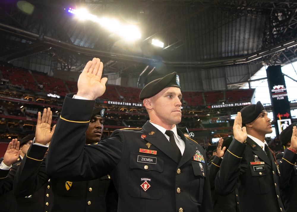 Soldiers Reenliust at Salute to Service NFL Game