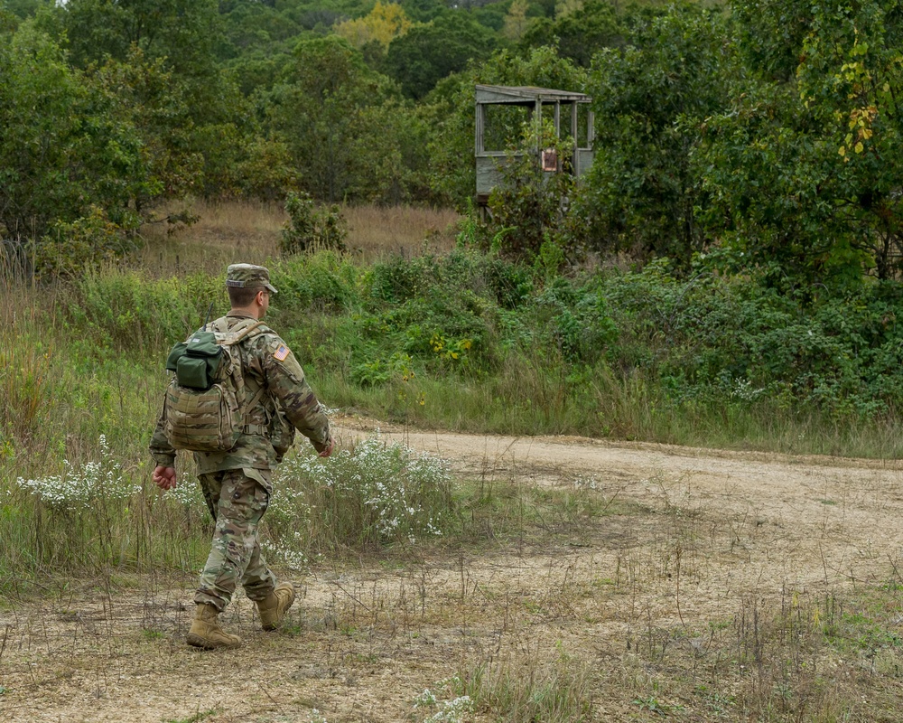 Soldiers from the 181st Multi Function Training Brigade participate in Best Warrior Competition Land Navigation.