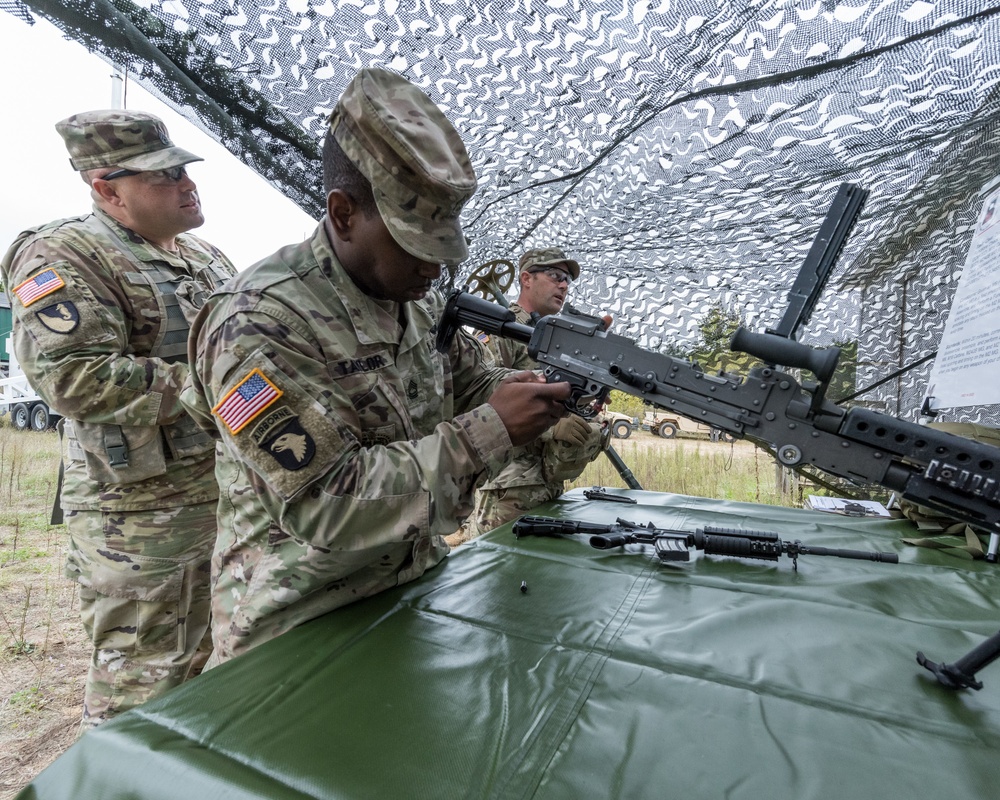 Soldiers from the 181st Multi Function Training Brigade participate in Best Warrior Competition Land Navigation.