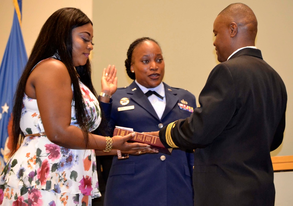 Navy officer promoted: thanks ‘God, family’ during ceremony