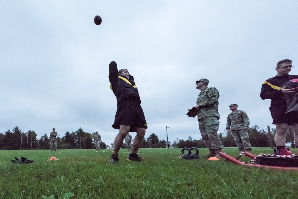 Soldiers from the 181st MFTB participate in the ACFT as part of the Best Warriior Competitiion