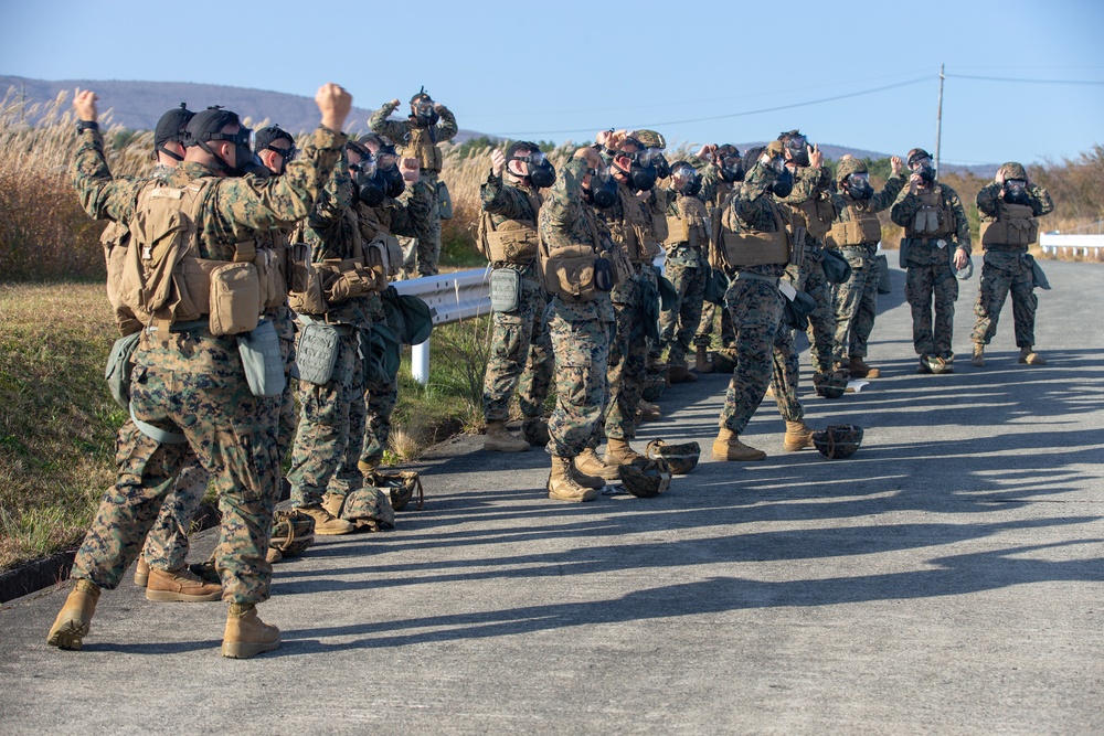 U.S. Marines conduct CBRN training and familiarize themselves with Level 4 MOPP Suits during Fuji Viper 20-2