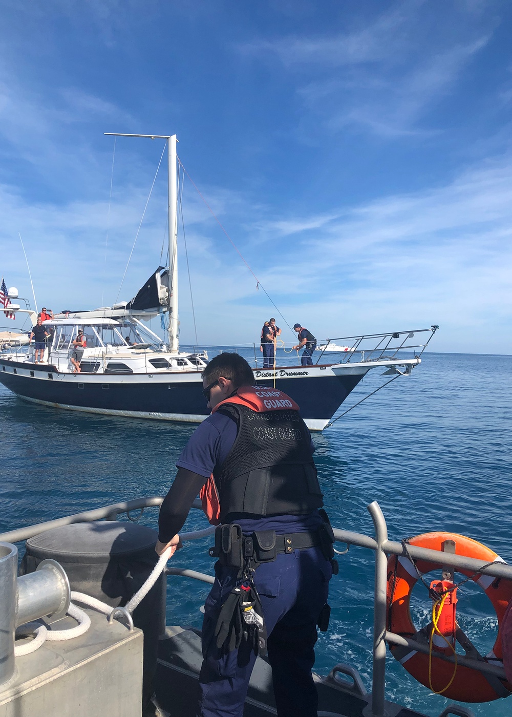 Coast Guard, AMVER vessel assist disabled sailing vessel more than 420 miles east of Cape Canaveral