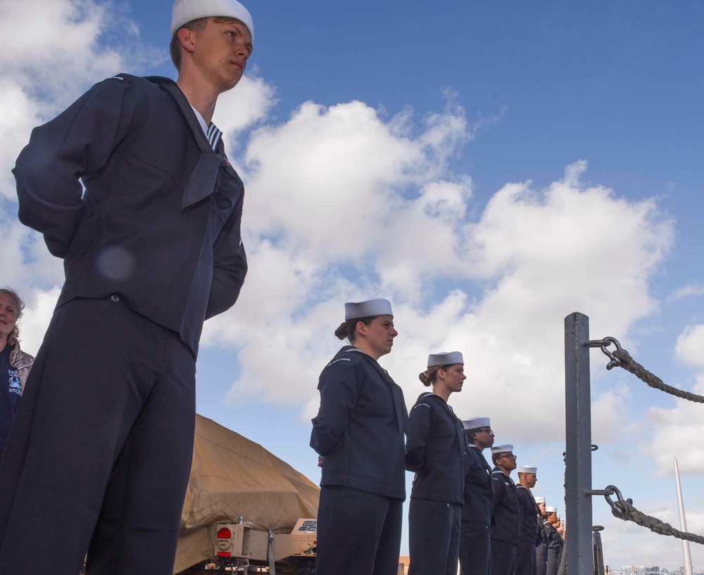 USS John P. Murtha (LPD 26) for a homecoming gathering at Naval Base San Diego