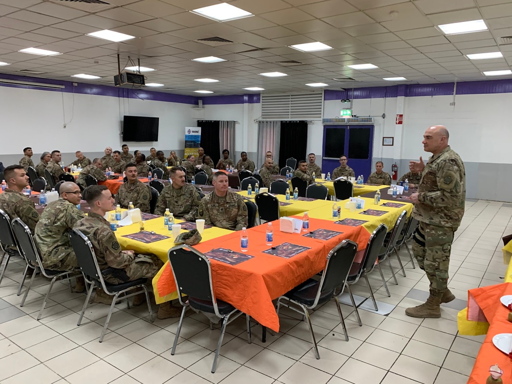 Deployed Illinois Army National Guard Soldiers celebrate Thanksgiving at Camp Taji, Iraq