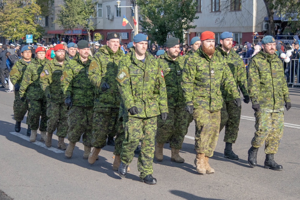 U.S. Soldiers march in Romania Unification Day parade