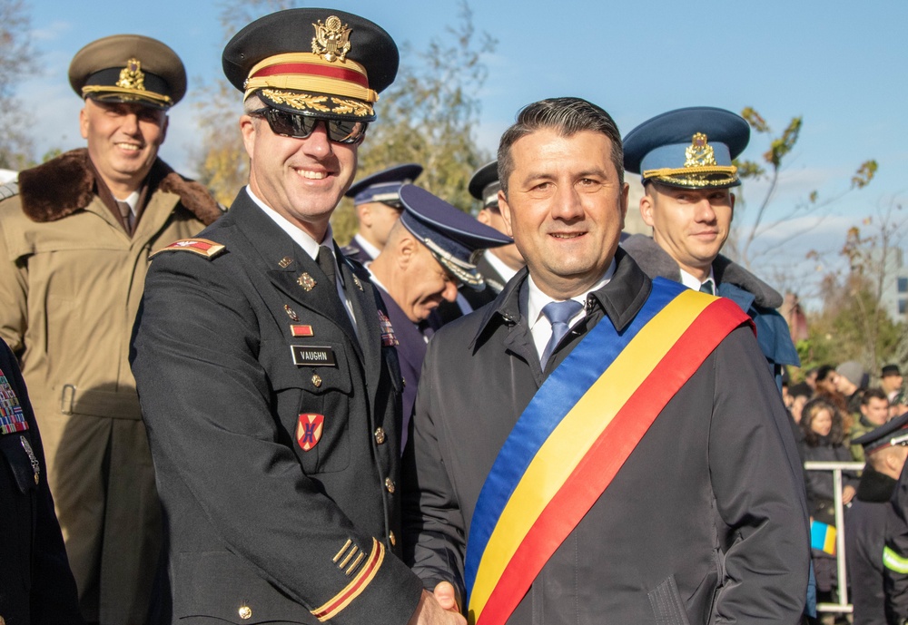 U.S. Soldiers march in Romania Unification Day parade