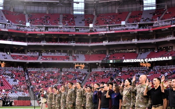 West Point NFL player conducts mass oath of enlistment ceremony