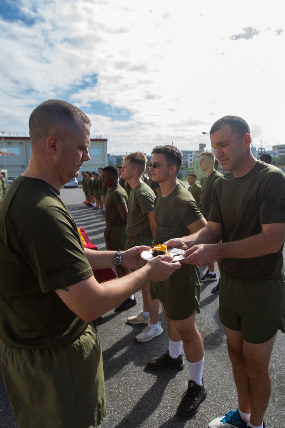 MTACS-18 Marines run to celebrate the 244th Marine Corps birthday