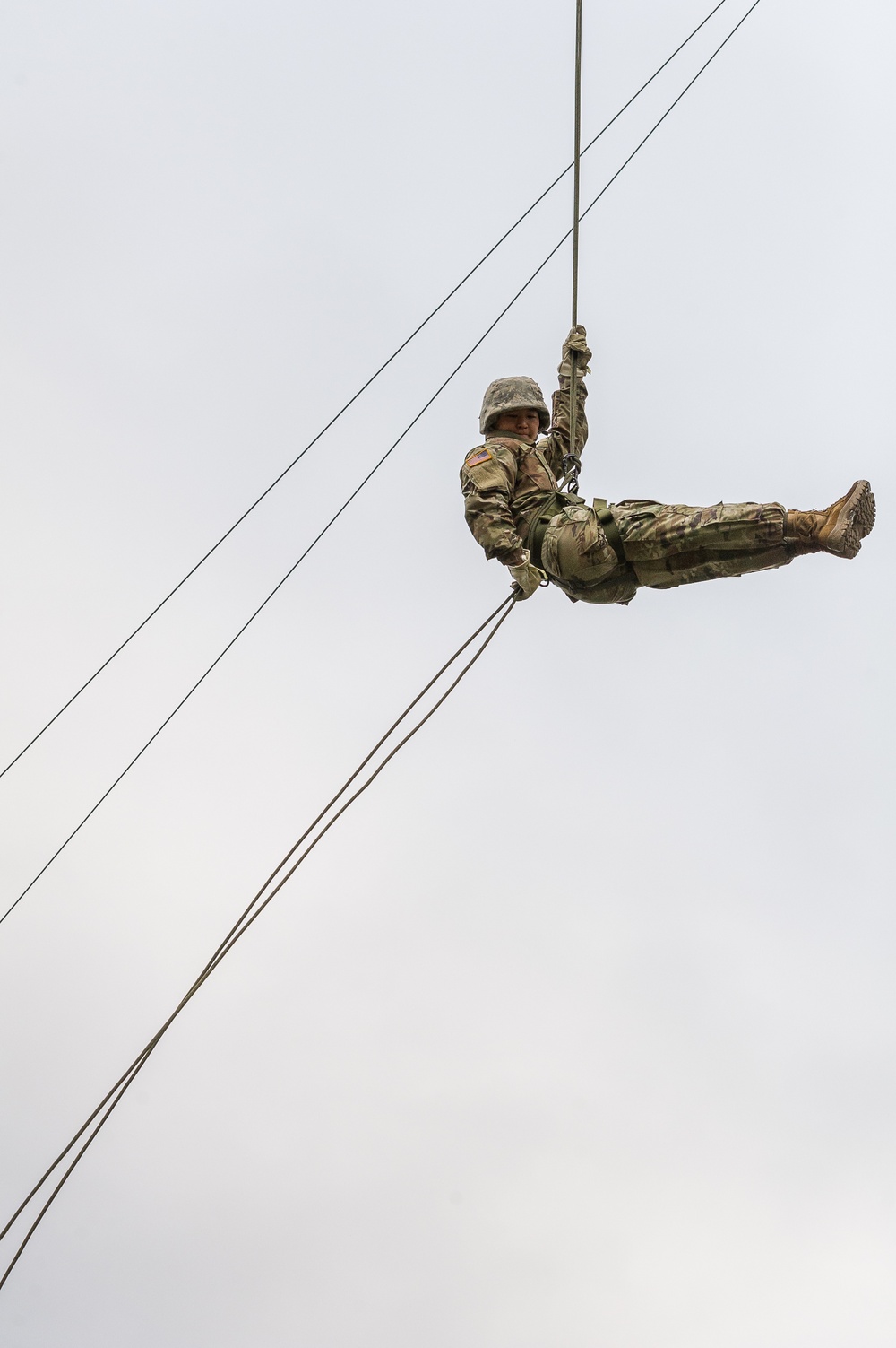 ROTC Madison Wisconsin Area students rappel and build teamwork on the confidence course at Total Force Training Center Ft. McCoy