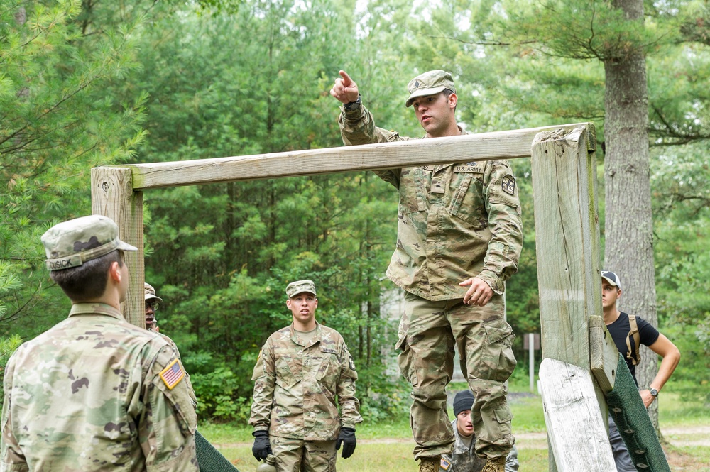 ROTC Madison Wisconsin Area students rappel and build teamwork on the confidence course at Total Force Training Center Ft. McCoy