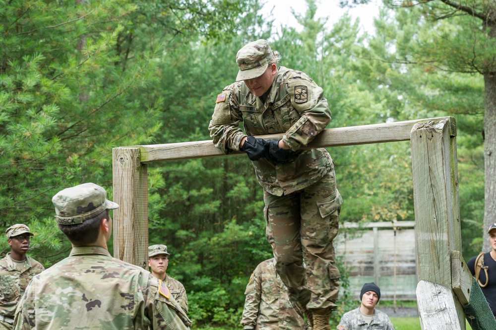 ROTC Madison Wisconsin Area students rappel and build teamwork on the confidence course at Total Force Training Center Ft. McCoy