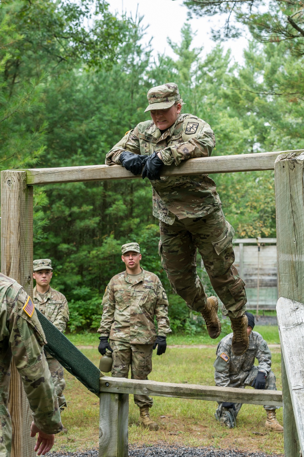ROTC Madison Wisconsin Area students rappel and build teamwork on the confidence course at Total Force Training Center Ft. McCoy