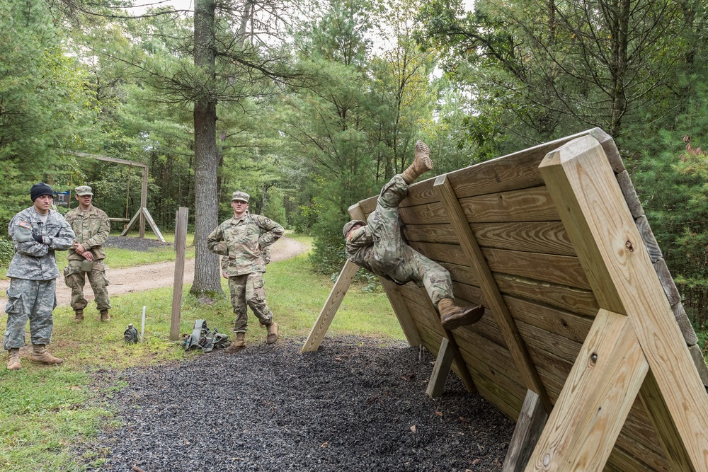 ROTC Madison Wisconsin Area students rappel and build teamwork on the confidence course at Total Force Training Center Ft. McCoy
