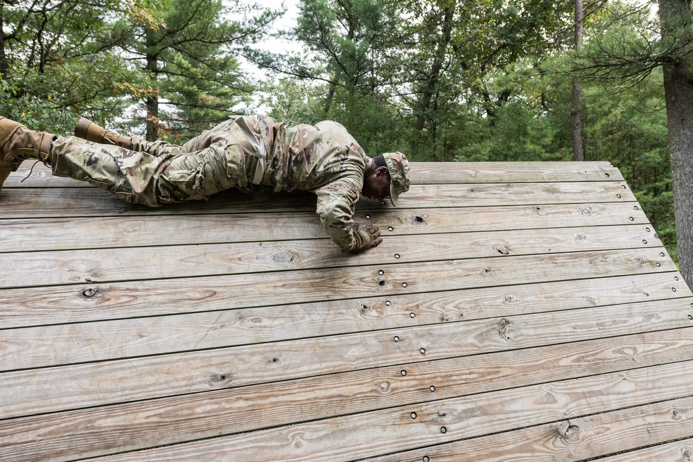 ROTC Madison Wisconsin Area students rappel and build teamwork on the confidence course at Total Force Training Center Ft. McCoy