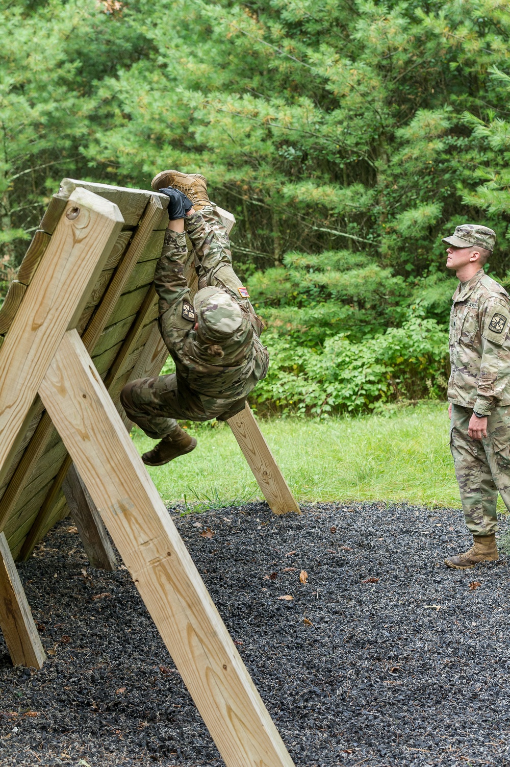 ROTC Madison Wisconsin Area students rappel and build teamwork on the confidence course at Total Force Training Center Ft. McCoy