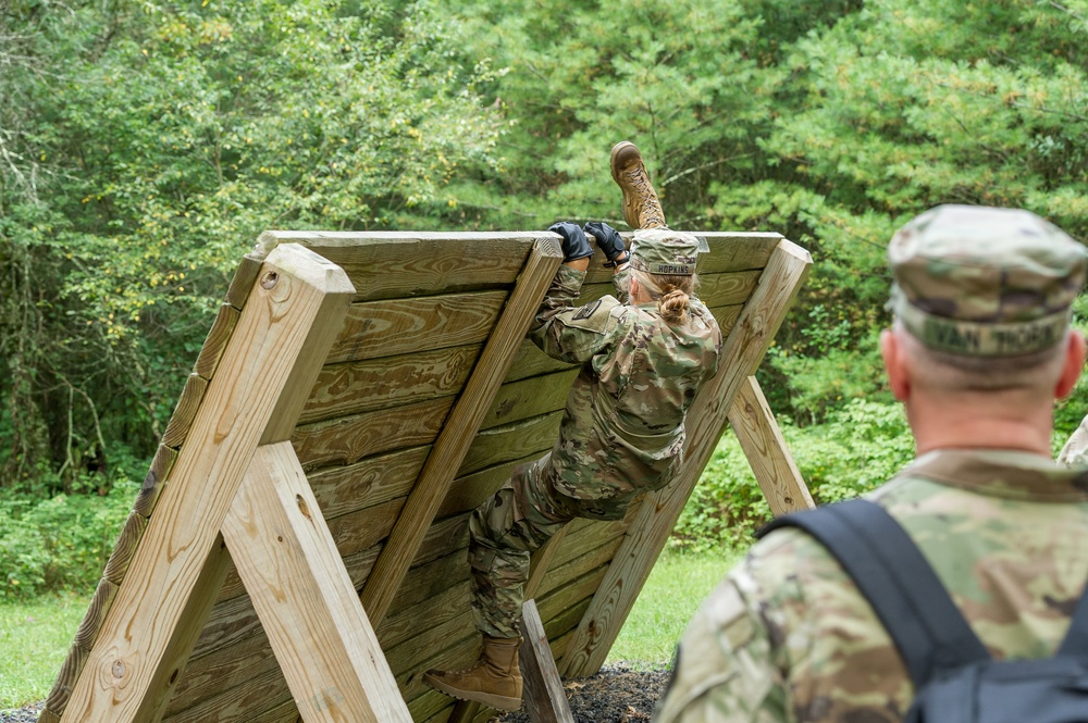 ROTC Madison Wisconsin Area students rappel and build teamwork on the confidence course at Total Force Training Center Ft. McCoy