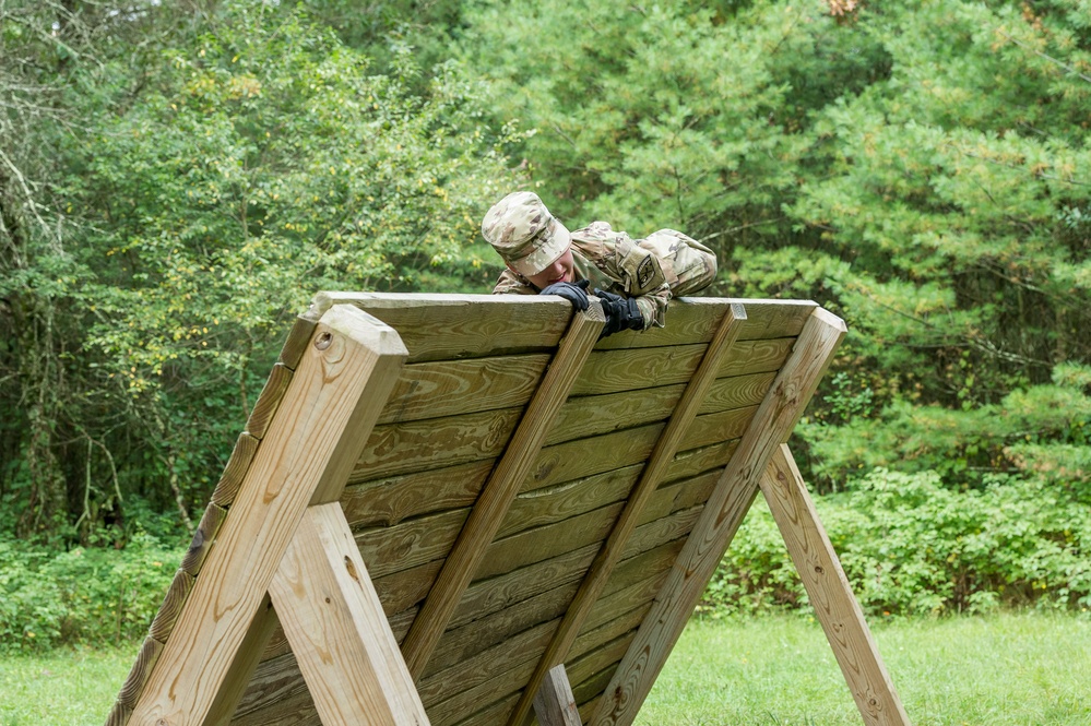 ROTC Madison Wisconsin Area students rappel and build teamwork on the confidence course at Total Force Training Center Ft. McCoy