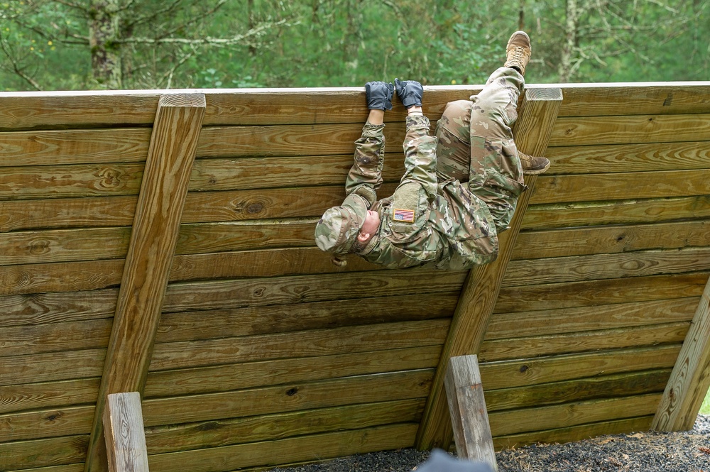 ROTC Madison Wisconsin Area students rappel and build teamwork on the confidence course at Total Force Training Center Ft. McCoy