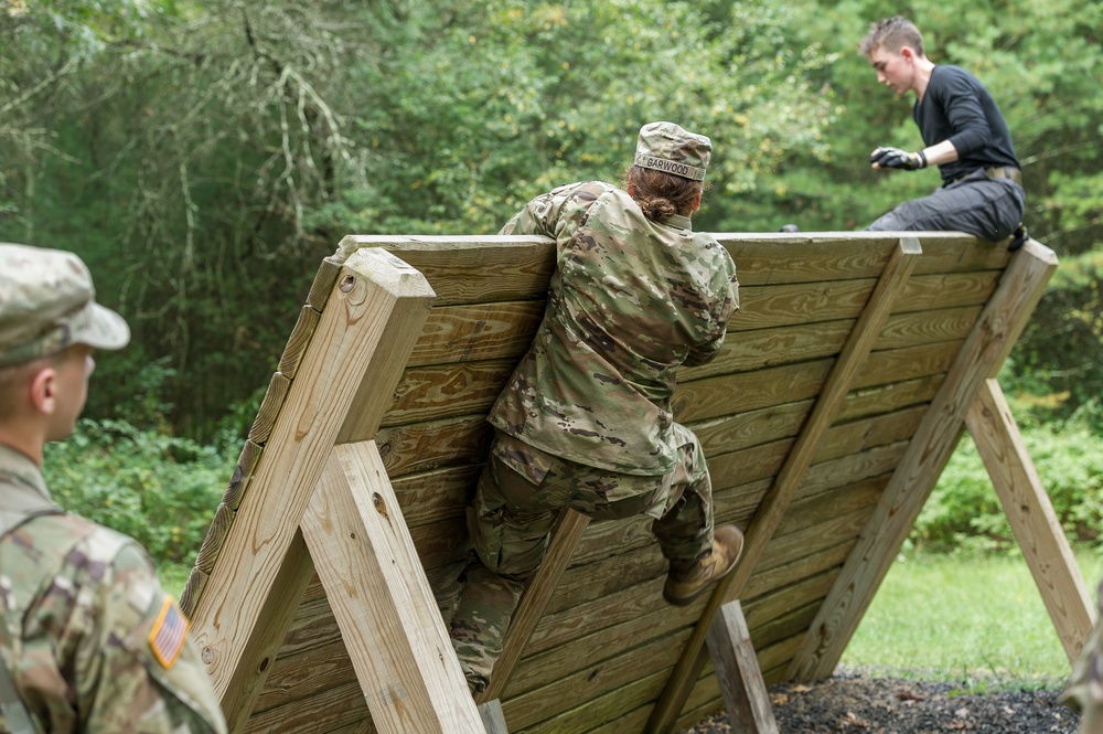 ROTC Madison Wisconsin Area students rappel and build teamwork on the confidence course at Total Force Training Center Ft. McCoy