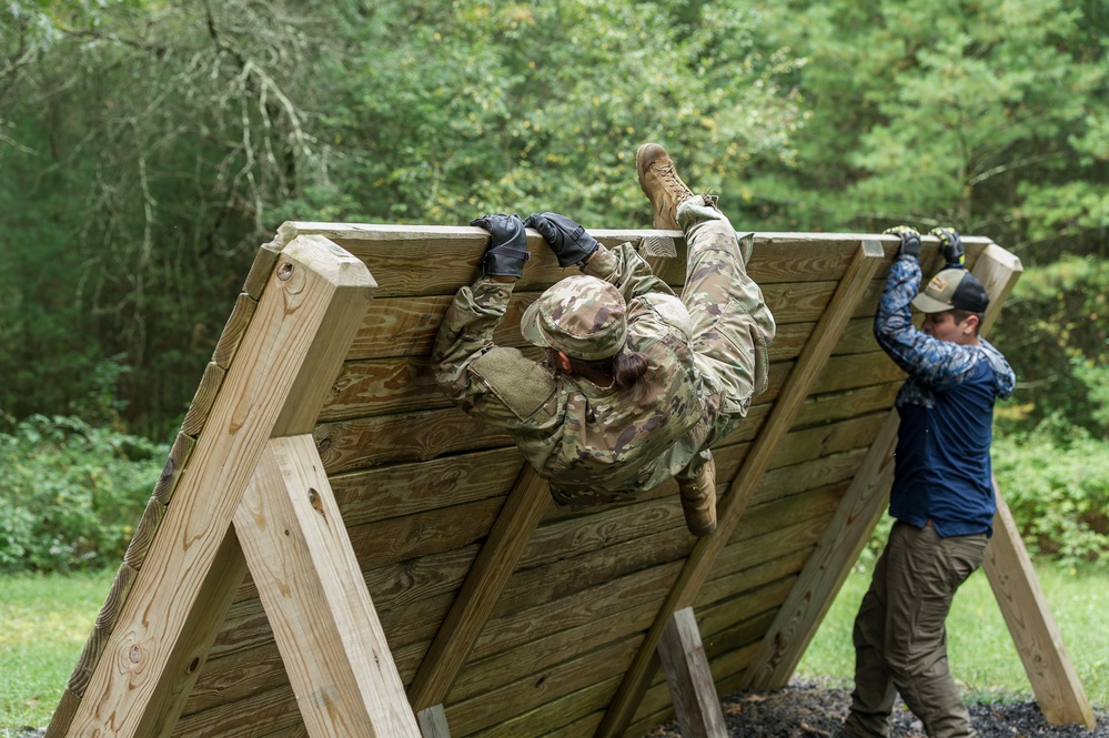 ROTC Madison Wisconsin Area students rappel and build teamwork on the confidence course at Total Force Training Center Ft. McCoy