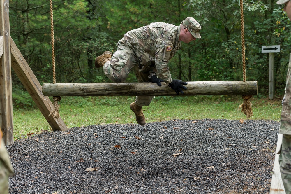 ROTC Madison Wisconsin Area students rappel and build teamwork on the confidence course at Total Force Training Center Ft. McCoy