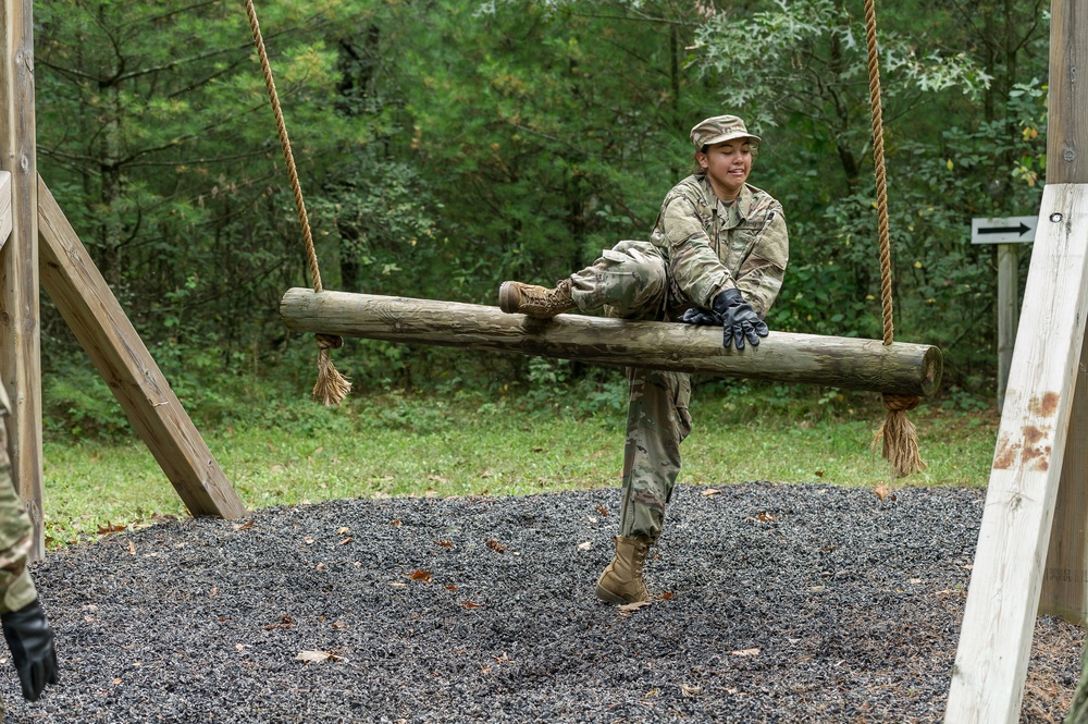 ROTC Madison Wisconsin Area students rappel and build teamwork on the confidence course at Total Force Training Center Ft. McCoy