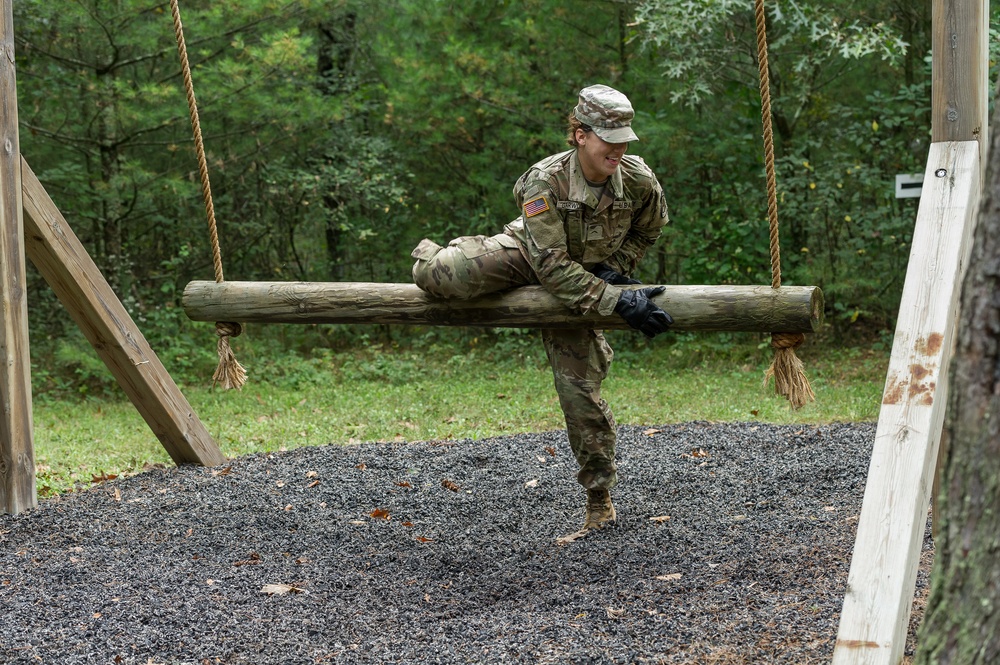 ROTC Madison Wisconsin Area students rappel and build teamwork on the confidence course at Total Force Training Center Ft. McCoy