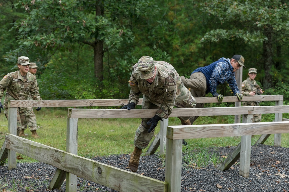 ROTC Madison Wisconsin Area students rappel and build teamwork on the confidence course at Total Force Training Center Ft. McCoy