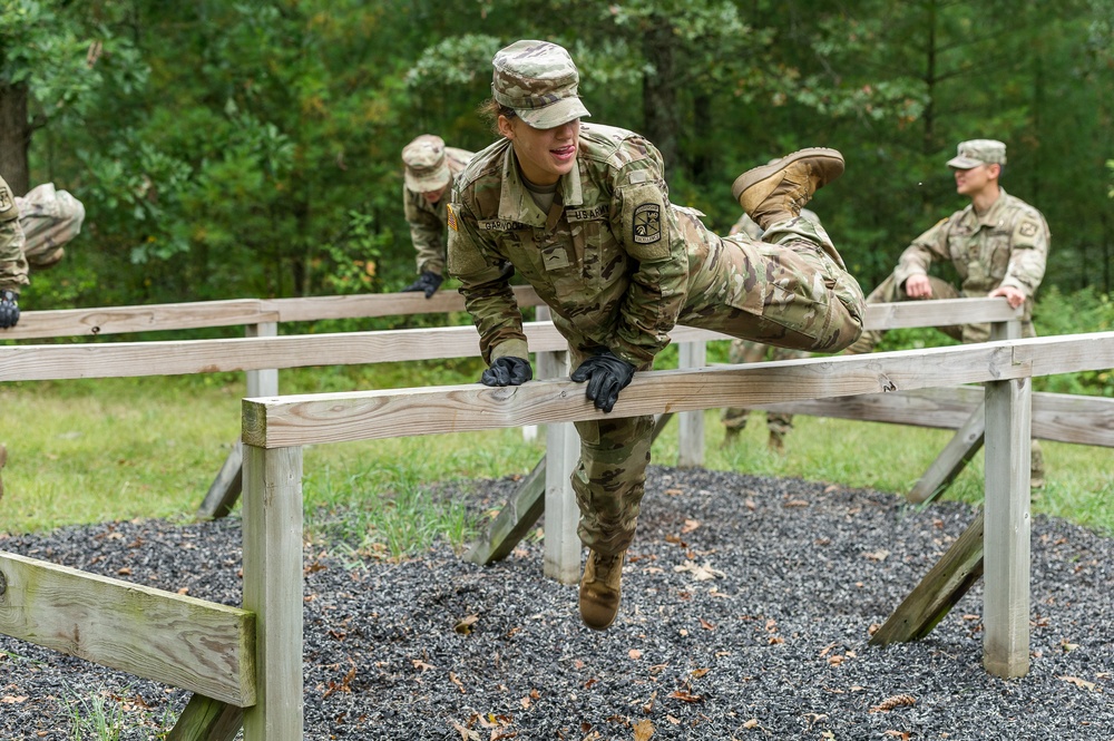 ROTC Madison Wisconsin Area students rappel and build teamwork on the confidence course at Total Force Training Center Ft. McCoy