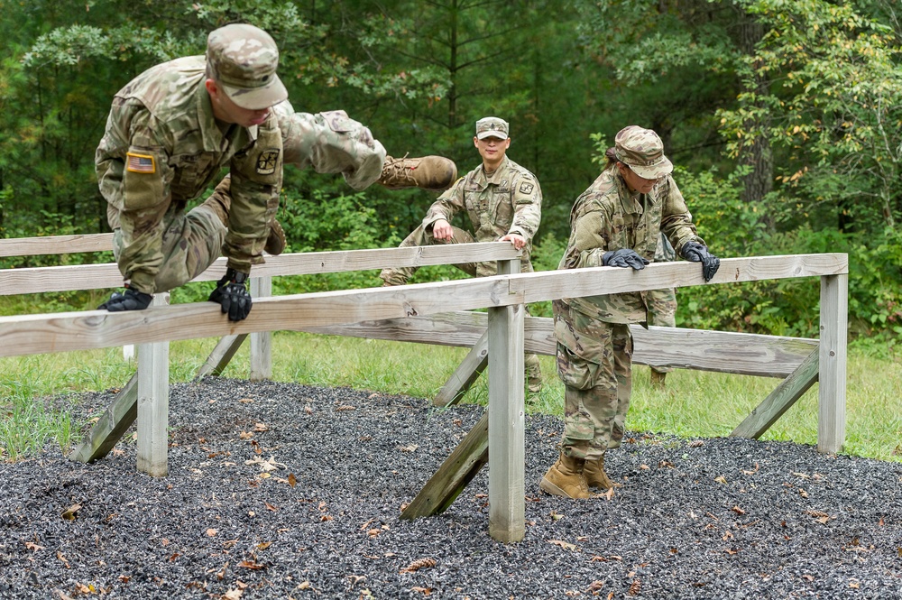 ROTC Madison Wisconsin Area students rappel and build teamwork on the confidence course at Total Force Training Center Ft. McCoy