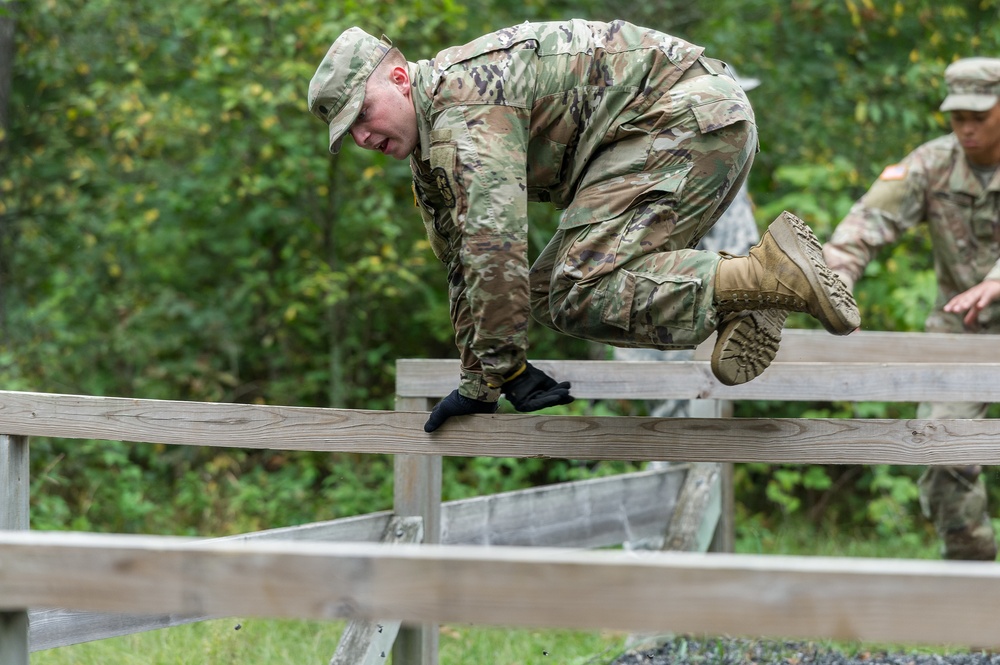 ROTC Madison Wisconsin Area students rappel and build teamwork on the confidence course at Total Force Training Center Ft. McCoy