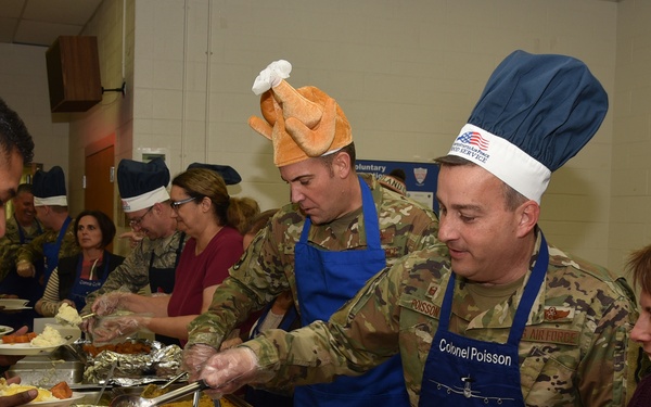 Team Tinker leadership serves Thanksgiving dinner