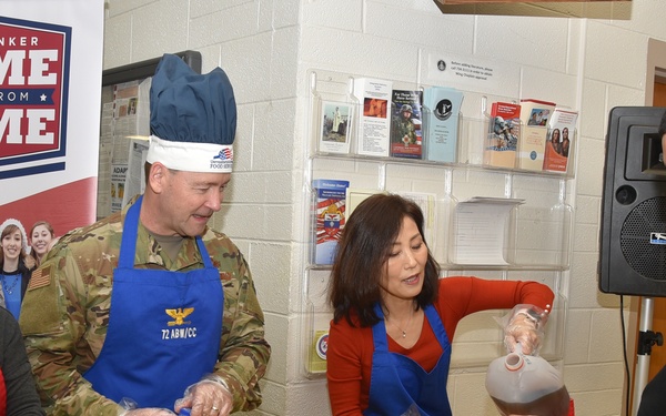 Team Tinker leadership serves Thanksgiving dinner