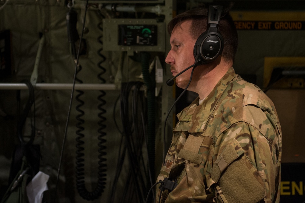 75th Expeditionary Airlift Squadron resupplies units at night