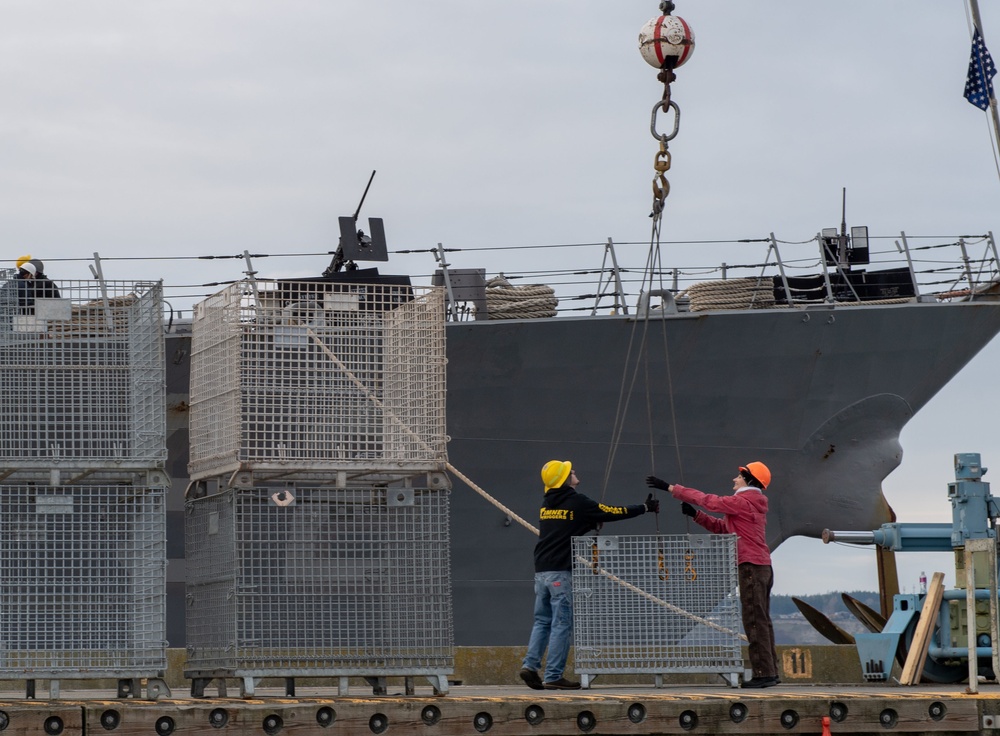 USS Momsen (DDG 92) stops at Naval Magazine Indian Island for an Ammunition Offload