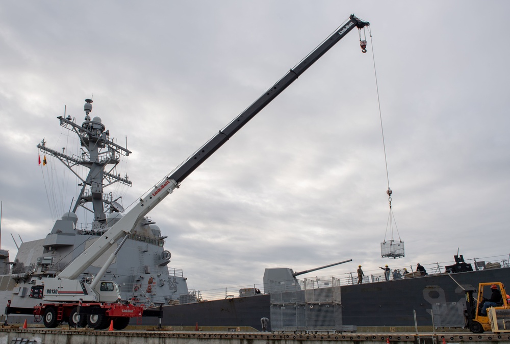 USS Momsen (DDG 92) stops at Naval Magazine Indian Island for an Ammunition Offload