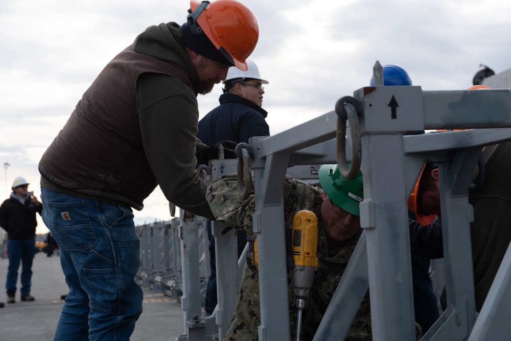 USS Momsen (DDG 92) stops at Naval Magazine Indian Island for an Ammunition Offload